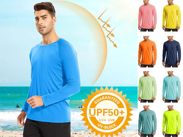 T-shirt con protezione solare completamente personalizzata: dalla selezione del tessuto al taglio e alla cucitura per marchi privati.